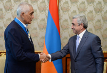 President Serzh Sargsyan awards Order of Honor to benefactor Gagik Adibekyan 