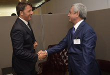 President Serzh Sargsyan meets with Italian and Swedish prime ministers in New York 