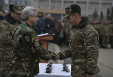 In Stepanakert the President of Armenia commended a group of best servicemen and freedom fighters