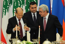 President Serzh Sargsyan hosts official dinner in honor of Lebanon President Michel Aoun