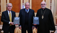 President Sarkissian hosted the Vicar-General of the Mkhitarist Congregation Ftr. Vahan Ohanian and activist from Australia Ara Katibian
