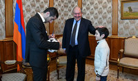 President Armen Sarkissian hosted the captain of the Armenian national football team Henrikh Mkhitarian and his little fan from Gyumri