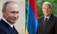 Vladimir Putin congratulated President Sarkissian: I highly value your role in the development of the relations between our countries