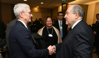 President Armen Sarkissian in Davos met with the Chief Executive Officer of Apple Tim Cook