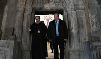 President Armen Sarkissian visited Gandzasar monastery compound