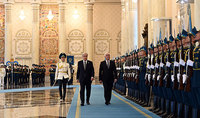 The welcoming ceremony of President Vahagn Khachaturyan took place at the Presidential Residence of Kazakhstan