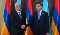 President Vahagn Khachaturyan met with Chairman of the Mazhilis of the Parliament of Kazakhstan Yerlan Koshanov