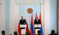 The Presidents of Armenia and Poland delivered statements for the media