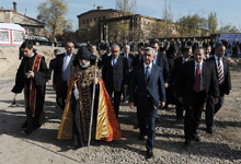 President Serzh Sargsyan participated at the groundbreaking ceremony for the construction of a modern oncological center and opening of a newly created park in Ajapniak community