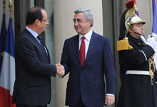 President Serzh Sargsyan, who is in France on official visit, met with the President of France Francois Hollande