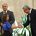 President Serzh Sargsyan meets with the pupils who received awards at the international subject Olympiads in 2011, laureates of the We are the Masters of our Independence essay competition and winners of the International Kangaroo Math competition-game-29