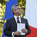 President Serzh Sargsyan after his speech at the French University in Yerevan