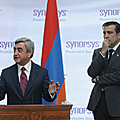 President Serzh Sargsyan makes a statement at the joint press conference with the President of Georgia Micheil Sahakashvili-29.11.2011
