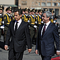 President Serzh Sargsyan welcomes in the airport the President of France Nicolas Sarkozy, who arrived to Armenia on a state visit