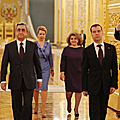 President Serzh Sargsyan and Mrs. Rita Sargsyan with the RF President Dmitry Medvedev and Mrs. Svetalana Medvedeva in the Kremlin Palace during his state visit to the Russian Federation
