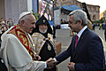 President Serzh Sargsyan, Catholicos of All Armenians and His Holiness Pope Francis at the Ecumenical event which took place at Republic Square in Yerevan
