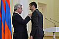President Serzh Sargsyan awards football player Henrikh Mkhitaryan with the Order for Services to Motherland