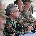 President of Armenia, Commander-in-Chief Serzh Sargsyan during visit to the NKR defense positions familiarizes with the combat readiness of the troops and army building activities