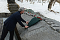 RA Presidential candidate Serzh Sargsyan at the birth place of Paruyr Sevak, Zangagatun village places flowers at the tomb of the poet