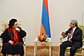 President Serzh Sargsyan meets with the renowned opera singer Montserrat Caballé at the Presidential Palace