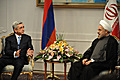 President Serzh Sargsyan at the meeting with the newly-elected President of Iran Hasan Rouhani in Tehran