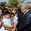 President Serzh Sargsyan meets with the parents and relatives invited to the oath taking ceremony of the Little Mher cadets-14.09.2011 