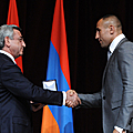 President Serzh Sargsyan and the boxer Arthur Abraham at the reception invited by the President of Armenia on the occasion of the 20th anniversary of Armenia’s independence at the A. Spendiarian National Academic Opera and Ballet Theater of Armenia-
