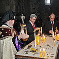 President Serzh Sargsyan and Catholicos of All Armenians Garegin II after the inauguration ceremony of the Tatev aerial cableway in Tatev Monastery-16.10.2010
